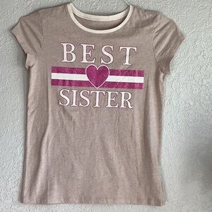 Place Tan Short Sleeve Tee with Best Sister Graphic